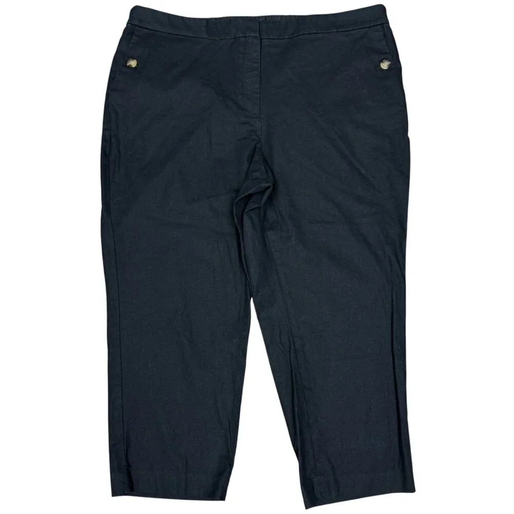 J. CREW Women's EUC Linen-Cotton Sailor Pants Black | Size‎ 20